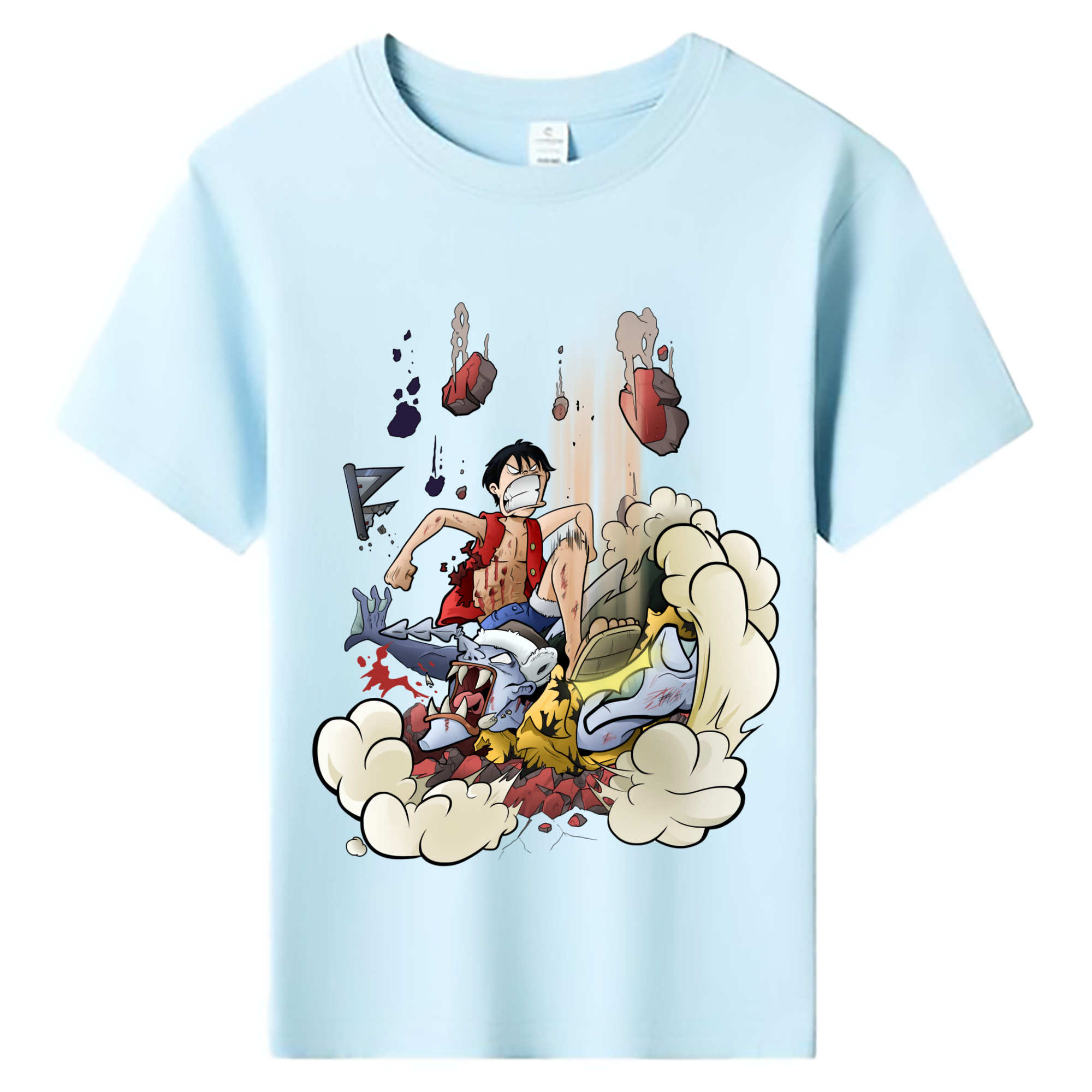 ワンピース モンキー・D・ルフィ ONE PIECE Monkey D. Luffy 綿100％キッズTシャツ（フロントプリント）